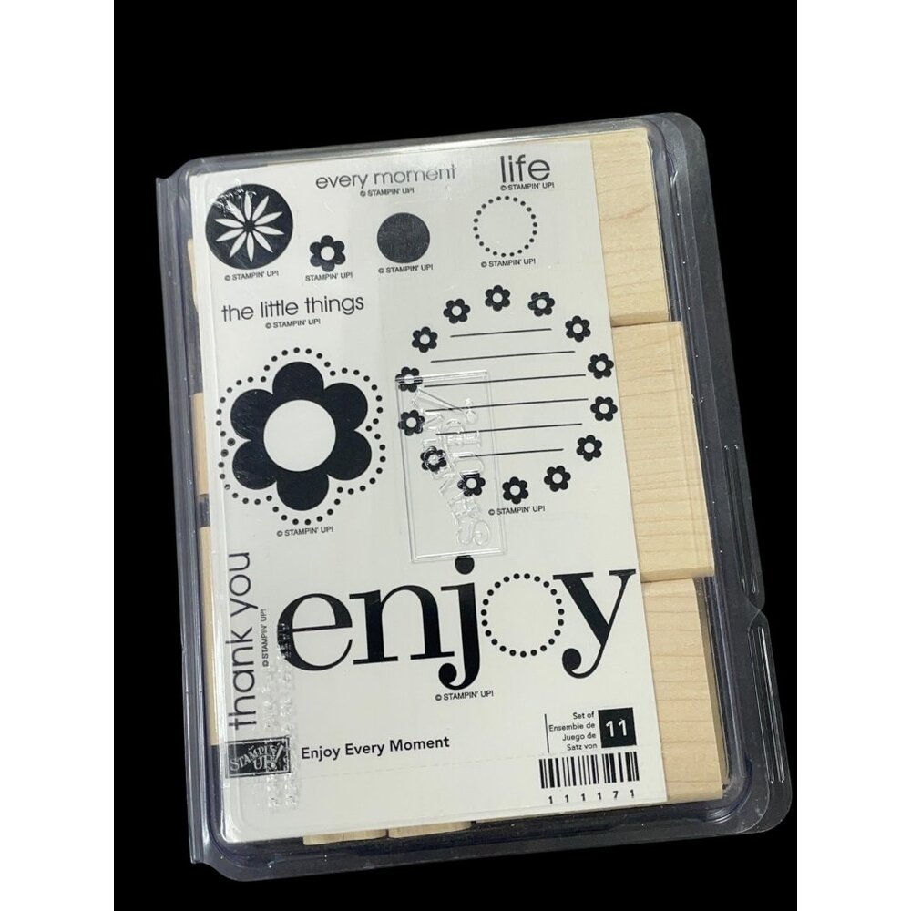 Stampin' Up! Enjoy Every Moment Wood Rubber Stamp Set 11-Piece Floral
